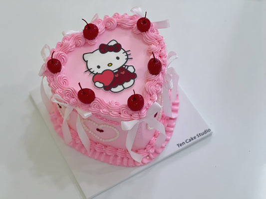 Hello Kitty Pink Heart Cake