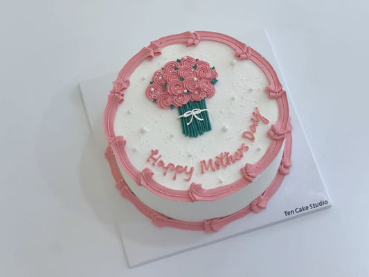 Mother's Day Piping Bouquet Cake (Pink)