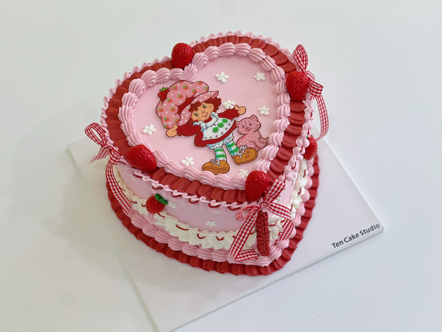 Strawberry Shortcake Theme Heart Cake