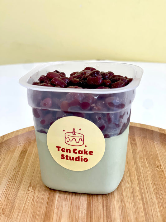 Matcha Panna Cotta w/ Red Beans