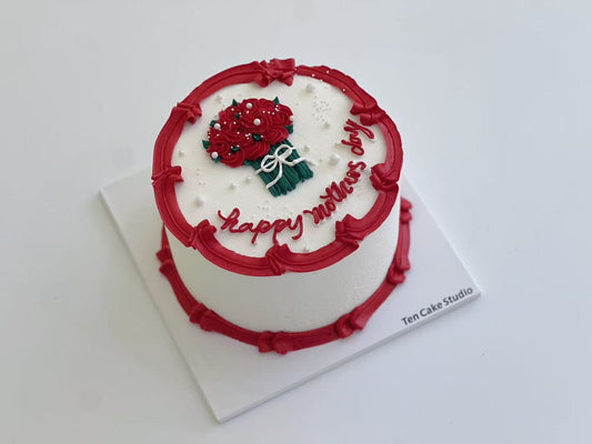 Mother's Day Piping Bouquet Cake (Red)